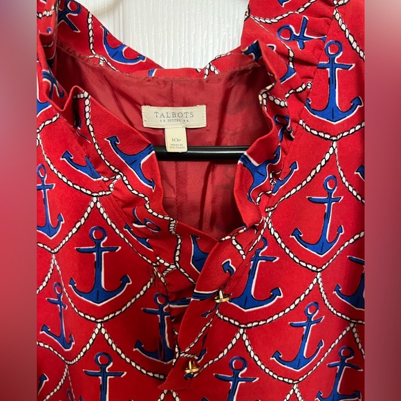 Talbots sleeveless Anchor Dress with Ruffles size 10P - Picture 2 of 4